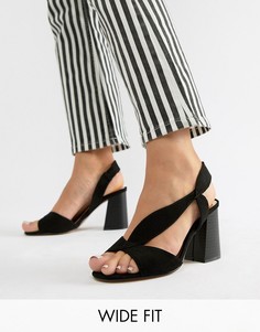 Черные босоножки на блочном каблуке для широкой стопы River Island-Черный