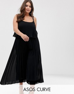 Комбинезон с укороченным топом и плиссировкой ASOS DESIGN Curve-Черный
