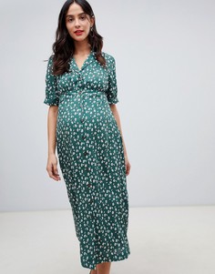 Чайное платье макси на пуговицах с цветочным принтом ASOS DESIGN Maternity-Мульти