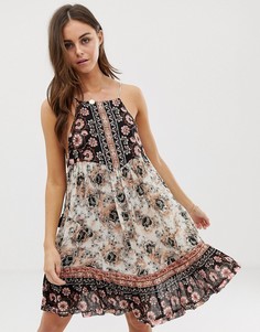 Платье-комбинация с принтом в стиле пэчворк Free People-Белый