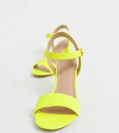 Неоново-желтые туфли на блочном каблуке New Look-Желтый