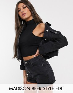 Черная укороченная джинсовая куртка ASOS DESIGN-Черный