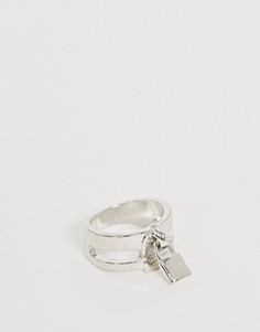 Серебристое кольцо с замочком ASOS DESIGN-Серебряный