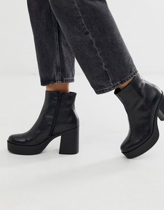Кожаные ботильоны на каблуке и платформе ALDO-Черный