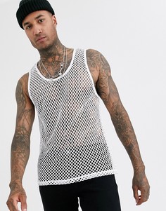 Майка в сеточку с заниженными проймами ASOS DESIGN-Белый