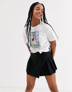 Белая футболка с принтом Bershka-Белый
