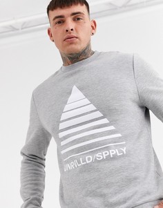 Серо-белый свитшот с принтом ASOS DESIGN-Серый