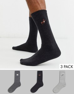 Набор из 3 пар новогодних носков с вышивкой ASOS DESIGN-Серый