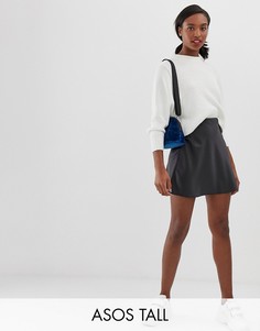 Атласная юбка мини ASOS DESIGN Tall-Черный