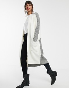 Кардиган с контрастными рукавами и карманами ASOS DESIGN-Кремовый