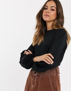 Черный джемпер с объемными рукавами New Look