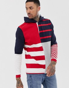 Свободная рубашка регби с капюшоном и полосками Tommy Hilfiger-Красный