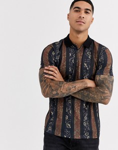 Поло с цветочным принтом ASOS DESIGN-Мульти