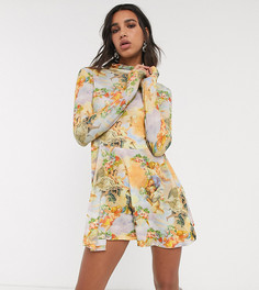 Платье с длинными рукавами и принтом Reclaimed Vintage inspired-Мульти