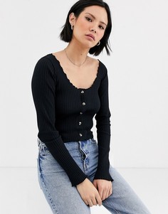 Черный кардиган с волнистыми краями Topshop