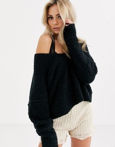 Мягкий джемпер с V-образным вырезом Free People-Черный