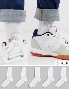 Набор из 5 пар белых спортивных носков ASOS DESIGN - Скидка-Белый