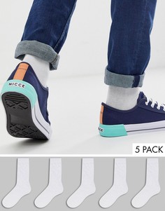 Белые носки до щиколотки ASOS DESIGN - Набор из 5 пар со скидкой-Белый