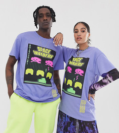 Синяя футболка с принтом COLLUSION x Now Loading Unisex-Синий