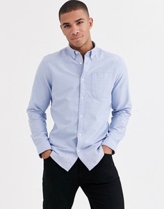 Оксфордская рубашка с логотипом на груди Jack & Jones Essentials-Синий