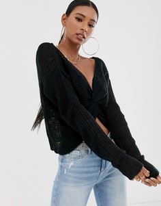 Черный кроп-топ с перекрутом Missguided