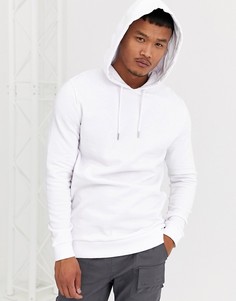 Белый удлиненный худи ASOS DESIGN