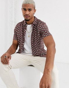 Красная рубашка классического кроя с геометрическим принтом ASOS DESIGN-Красный