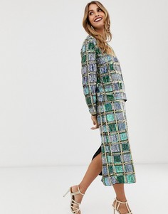 Юбка миди в клетку из пайеток ASOS EDITION-Мульти
