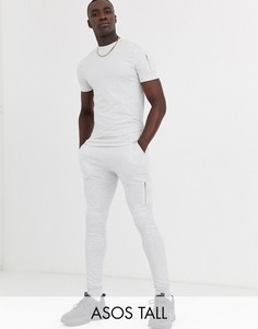 Белые меланжевые джоггеры скинни с карманом ASOS DESIGN Tall-Белый