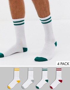 Набор из 4 пар теннисных носков с разноцветными полосками Jack & Jones-Мульти