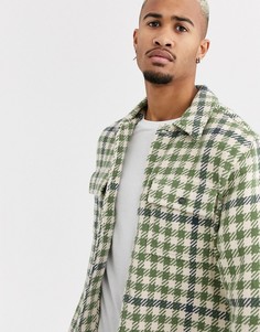 Рубашка в клетку с начесом Topman-Черный