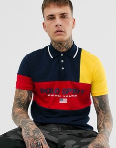 Поло колор блок (темно-синий/красный мульти) с логотипом на груди Ralph Lauren - Sport Capsule