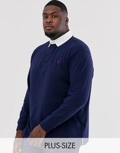 Поло регби темно-синего цвета с длинными рукавами и логотипом Ralph Lauren - Big & Tall-Темно-синий