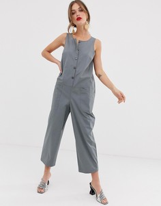 Комбинезон без рукавов на пуговицах ASOS DESIGN-Серый
