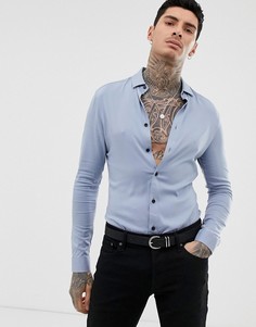 Синяя вискозная рубашка ASOS DESIGN-Синий