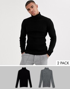 Черно-белая обтягивающая водолазка в рубчик ASOS DESIGN-Мульти