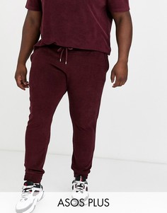 Бордовые махровые джоггеры скинни из комплекта ASOS DESIGN Plus-Красный