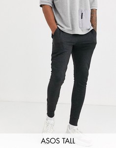 Темно-серые джоггеры скинни с молниями на манжетах ASOS DESIGN Tall-Серый