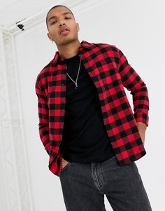Красная/черная рубашка в клетку Bershka-Красный