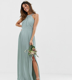 Эксклюзивное серовато-зеленое плиссированное платье макси для подружки невесты TFNC-Зеленый