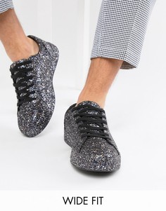 Черные кроссовки с блестками для широкой стопы ASOS DESIGN-Черный