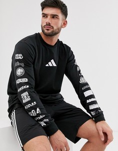 Черный лонгслив с принтом adidas Training