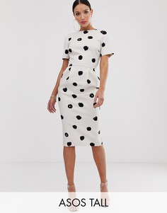 Платье миди в горошек ASOS DESIGN Tall-Мульти