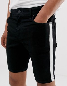 Черные супероблегающие джинсовые шорты с усиленными швами и полосками ASOS DESIGN-Черный