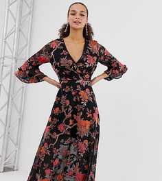 Платье макси с цветочным принтом Miss Selfridge-Черный