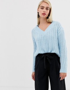 Джемпер крупной вязки с V-образным вырезом Vero Moda-Синий