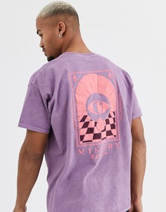 Фиолетовая футболка с принтом на спине Topman-Белый