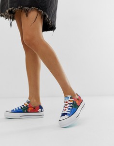 Кроссовки на платформе с цветочным принтом Converse Chuck Taylor Ox-Синий