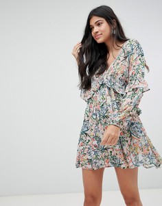 Платье мини с мелким цветочным принтом Raga-Синий