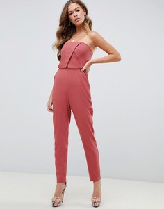 Структурированный комбинезон-бандо со складками ASOS DESIGN-Розовый